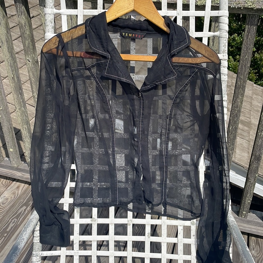 Black Mesh Buttondown